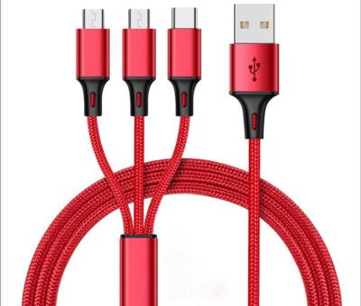 China Fast Charging CE 3 in 1 USB Data Cable For Android Phone 120cm for sale