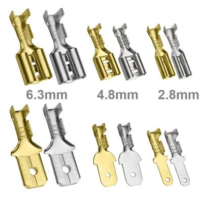 China Cold Crimp Male Female Terminal Spade Connector 2.8mm 4.8mm for sale