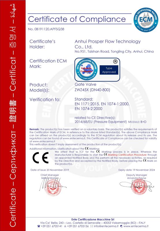 CE Certificate - Anhui Prosper Flow Technology Co., Ltd