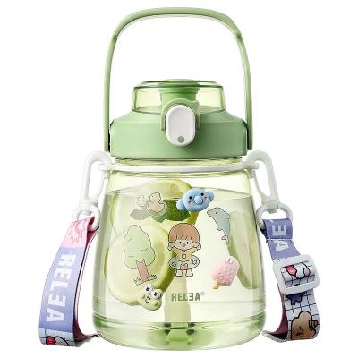 China 7.4X18.2cm Pretty Water Bottle With Straw , Portable Cute Straw Water Bottle for sale