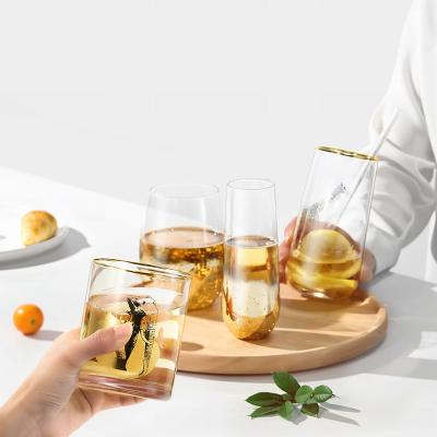 China Champagne Water Glass Drinkware Cups durable con el accesorio de oro no tóxico en venta