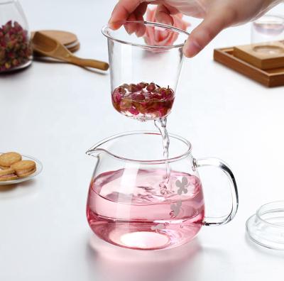 China Pote práctico de la taza de té del vidrio de Borosilicate con el tamiz resistente al calor en venta