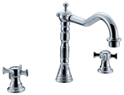 China Brass Two Handle Household Kitchen Sink Water Faucet Europe Archaize 3 Hole Kitchen Tap for sale