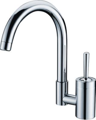 China Single Hole Chrome Kitchen Sink Water Faucet / High Arc Purity Brass Home Kitchen Tap for sale