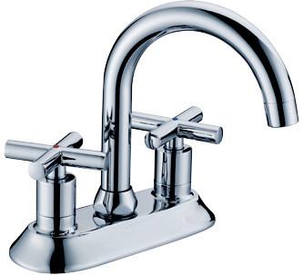China Chrome Polished Basin Mixer Faucet with Two Handles for Bathtub , European Style for sale
