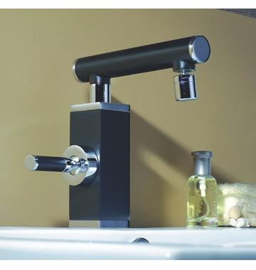 China Polished Chrome Square Basin Mixer Faucet , Deck Mounted Single Lever Basin Mixer for sale
