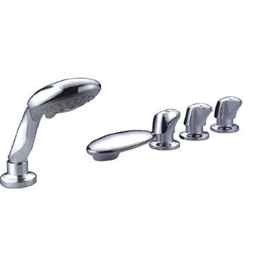 China Polished Five Hole Deck Mount Tub Faucet Mixer / Three Kinds Pull Out Shower Tap for sale