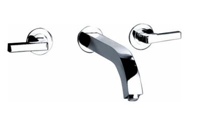 China Two Handle Chrome Wall Mount Bathroom Sink Faucet Brass Basin Tap for Cloakroom for sale