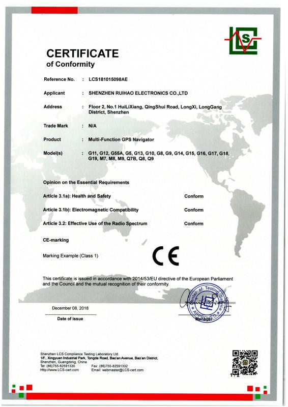 CE - Shenzhen Ruihao Electronics Co., Ltd.