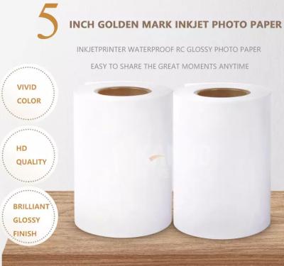 China Golden Mark 5 inch 127mm 50m 240g Waterproof RC Glossy dx100 Roll Inkjet Photo Paper for Fuji Dry MiniLab for sale