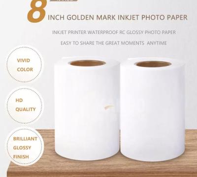 China Golden Mark 8 inch 203mm 50m 240g Waterproof RC Glossy dx100 Roll Inkjet Photo Paper for Fuji Dry MiniLab for sale