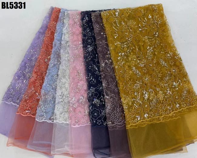 Newest luxurious beads lace with colorful shiny stones fashionable African bridal dressing lace fabric with reasonable price