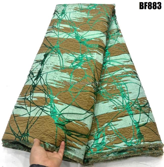 Supoo wholesale fabrics bazin riche getzner african brocade jacquard fabric green for  garment accessories