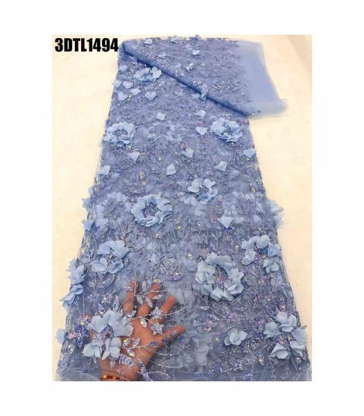 Quality New European Fashion Arrivals Embroidery 3D Tulle Lace with Flowers beads for sale