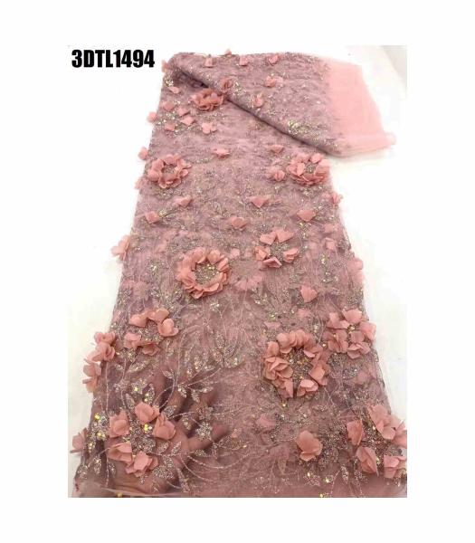 Quality New European Fashion Arrivals Embroidery 3D Tulle Lace with Flowers beads for sale