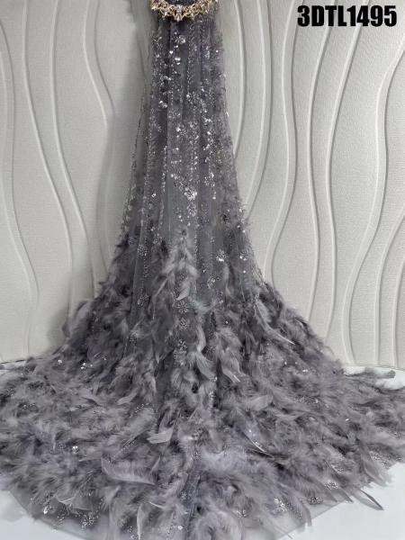 Quality High Quality Austria Wedding Dress Bridal Dress 3D feathers lace Embroidery for sale