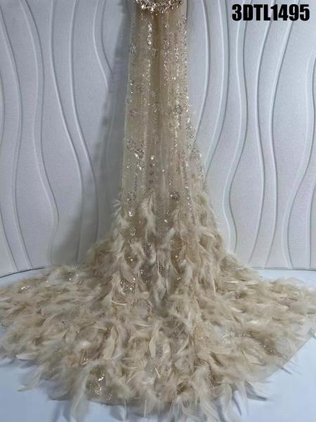 Quality High Quality Austria Wedding Dress Bridal Dress 3D feathers lace Embroidery for sale