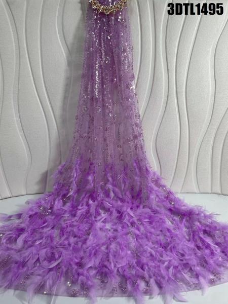 Quality High Quality Austria Wedding Dress Bridal Dress 3D feathers lace Embroidery for sale