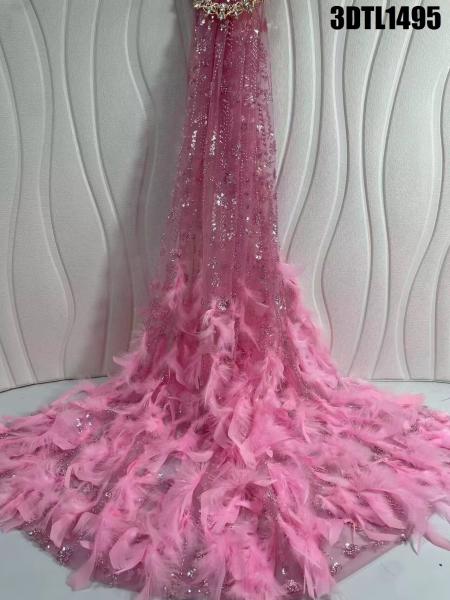 Quality High Quality Austria Wedding Dress Bridal Dress 3D feathers lace Embroidery for sale