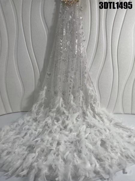 Quality High Quality Austria Wedding Dress Bridal Dress 3D feathers lace Embroidery for sale