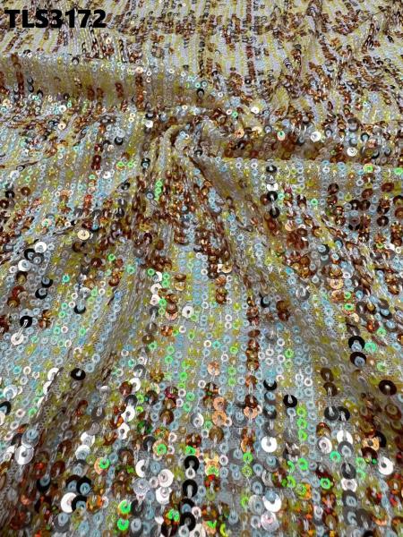 Quality 2024 Shiny sequins fabric african french lace fabric net bridal wedding dress for sale