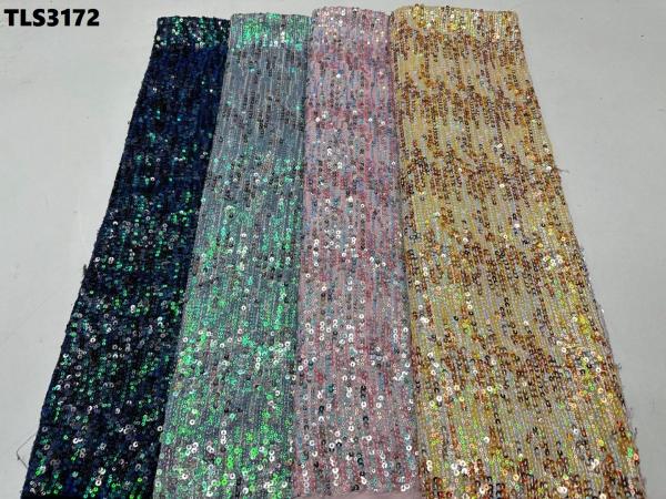 Quality 2024 Shiny sequins fabric african french lace fabric net bridal wedding dress for sale