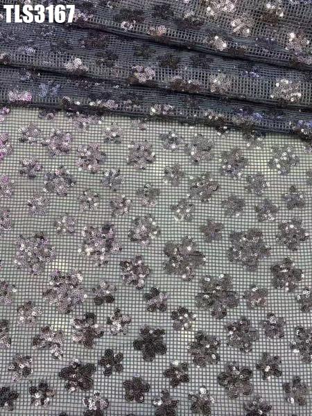 Quality Wholesale price Bridal embroidery sequins lace fabric wedding dress mesh Ghana for sale