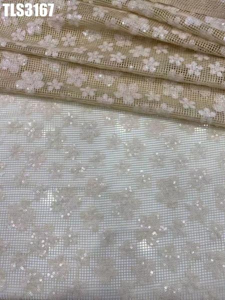 Quality Wholesale price Bridal embroidery sequins lace fabric wedding dress mesh Ghana for sale