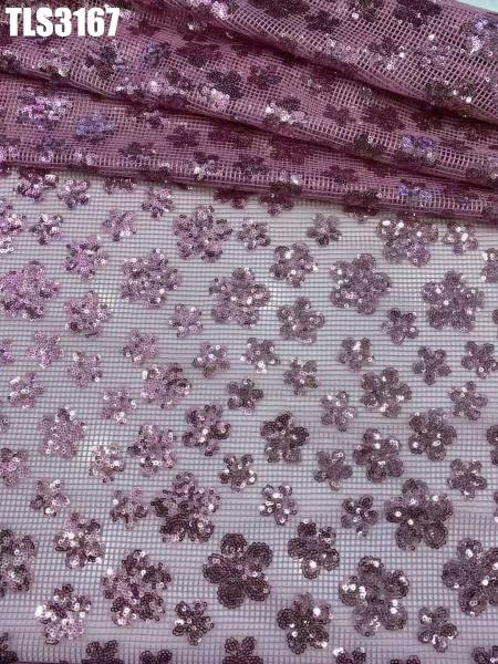 Quality Wholesale price Bridal embroidery sequins lace fabric wedding dress mesh Ghana for sale