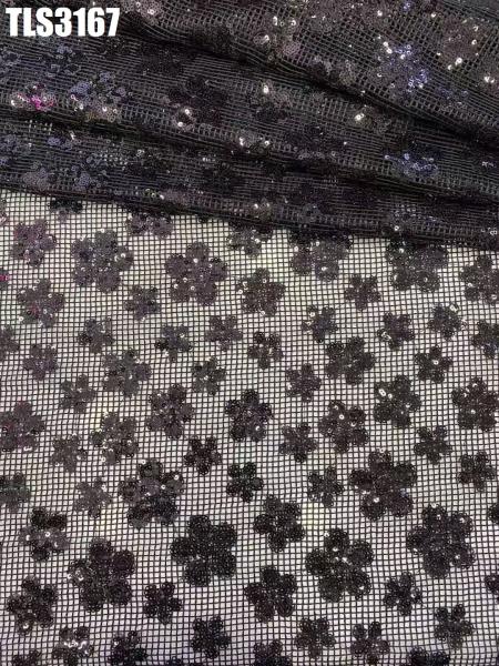 Quality Wholesale price Bridal embroidery sequins lace fabric wedding dress mesh Ghana for sale