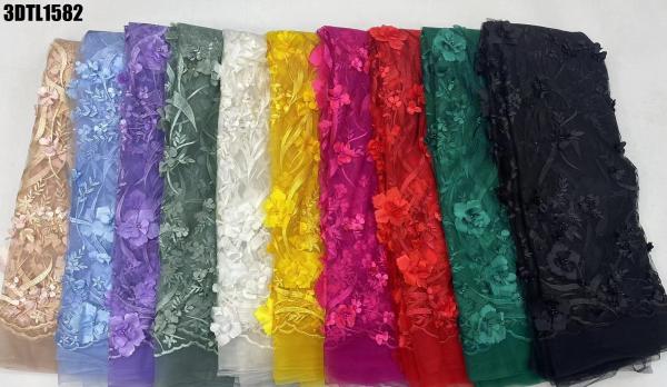 Quality 2024 New fashion 3D flowers lace with sequins african lace fabric embroidery for sale