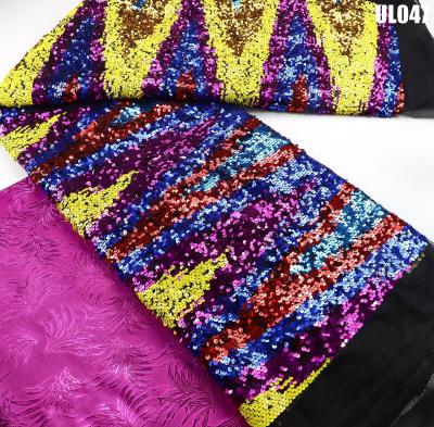 Quality Plain sequin fabric wholesale african lace fabric senegal dress for wedding for sale