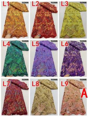 Quality Embroidery Tulle Net lace Mesh Sequins sequin lace fabric for sale