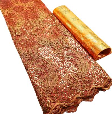 Quality 5'' Width Eco-Friendly French Lace Tulle Net Burn Orange Lace for Decoration and for sale