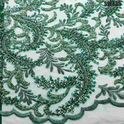 China Competitive White Sequin Fabric Embroidery Lace in Guipure Fabric Type for Products for sale