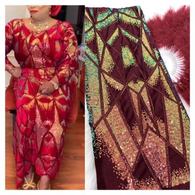China Wedding Luxury African lace fabric Velvet Lace Fabric With Sequin Cotton Lace Fabric for sale