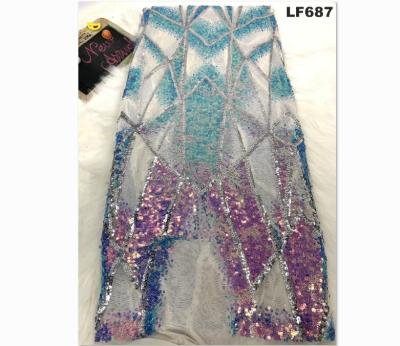 China Wholesale handmade 3d feather embroidery beaded french lace sequin fabric for wedding for sale