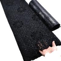 Quality Supoo Black African Guipure Lace Fabric Embroidery Nigerian Guipure Cord Lace for sale