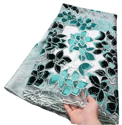 China Supoo 2023 Luxury Velvet Lace for Wedding Embroidery Velvet Fabric Tulle Lace with Stones for sale