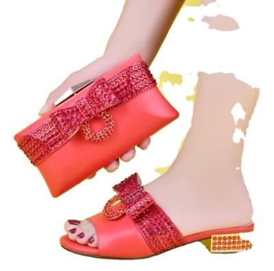 China Supoo Wedding Italian ladies shoes and bags set adorned with fashionable PU material for sale