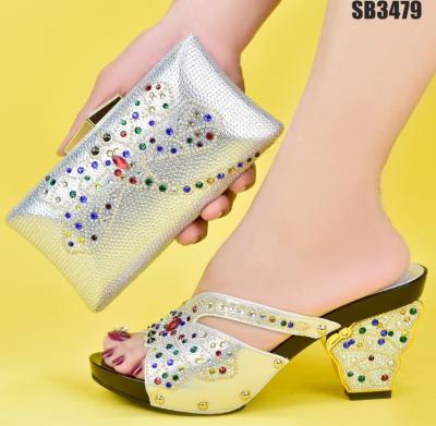 China Supoo Fashion Italian ladies shoes matching bags with stones  high heel shoes for wedding for sale