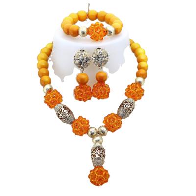 China Cheap African Beads Jewelry Sets Senegal/ghana Wedding Handmade Jewelry Women's Golden Wedding Jewelry Sets for party for sale