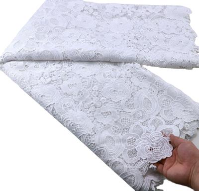 中国 wholesale muslin fabric guipure embroidery lace fabric for senegal party & wedding dress guipure lace fabric african 販売のため