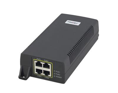 China 100-240Vac IEEE802.3BT PoE Injector Procet Passive Dual Port PoE Injector for sale