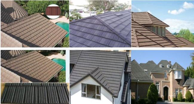 SGS Factory Sell Top Quality Woodgrain Colored Stone Coated Metal Roof Tiles