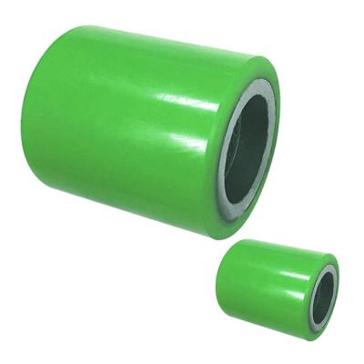 China 80x70mm Green Iron Polyurethane Load Wheels 1320LBS Capacity Pallet Jack Rollers for sale