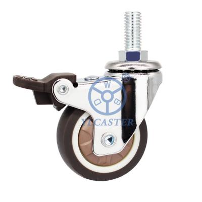 China M10x25mm Threaded Stem Wheel Castors 360° Rotating Lab Cart Casters With Single Brake for sale