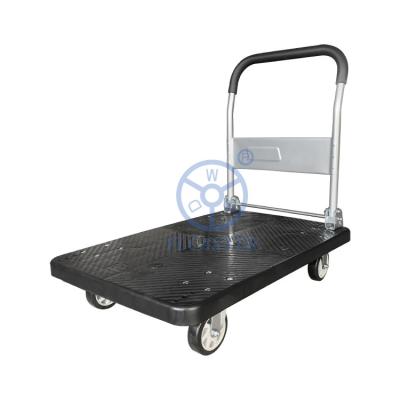 China 880lbs Capacity 90x60cm Black Plastic Foldable Platform Trolley Heavy Duty OEM for sale