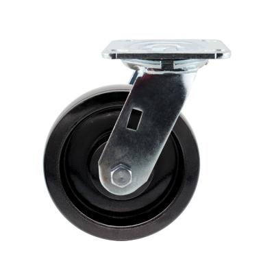 China 200x50mm Heavy Duty Casters Solid Black Wheel Swivel Plate Glass Filled Nylon for sale