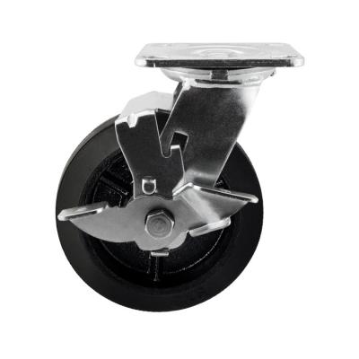 Chine roues en caoutchouc résistantes de roulette de chariot à noyau de fonte de roue de 150x50mm de serrure en caoutchouc noire de pivot à vendre